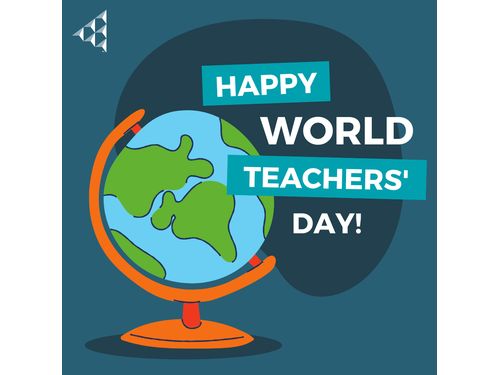 Image that reads happy world teachers' day next to a globe